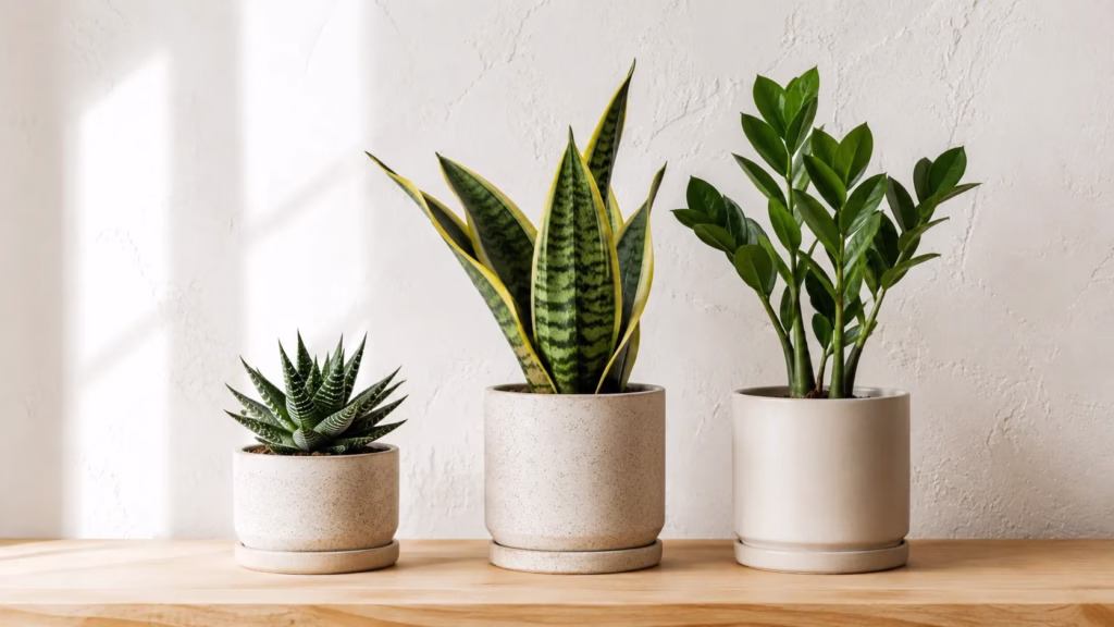 Haworthia, Sansevieria e Zamioculca