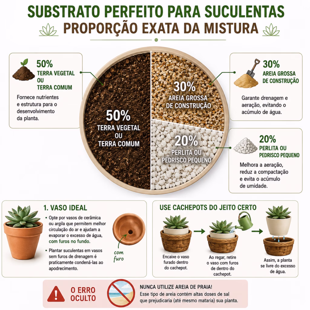 diagrama mostrando a proporção exata da mistura de substrato